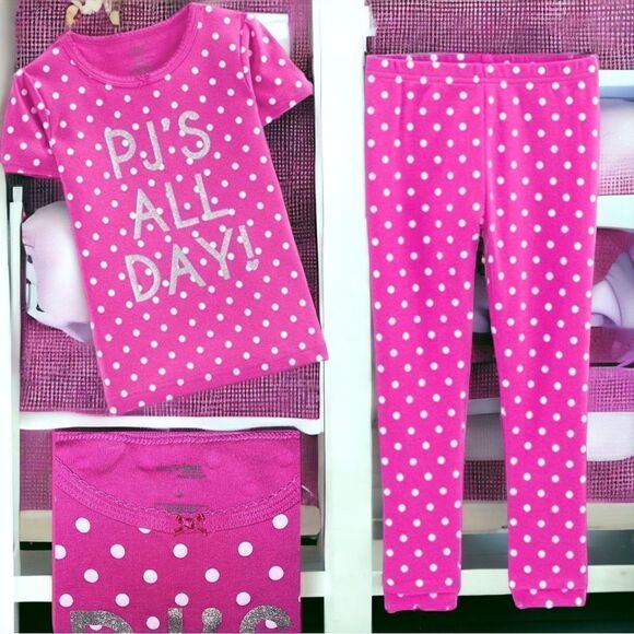 Simple Joys l Girls PJ Set l PJ’s All Day l Pink & White Polka Dotted l 5T l EUC - Picture 3 of 9